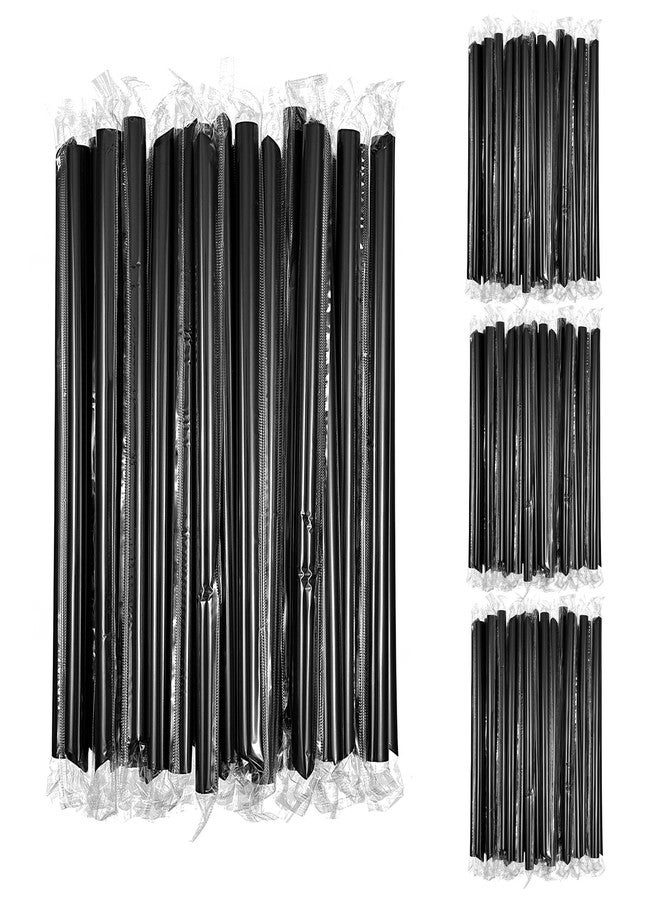 AojSup 400 Pcs Black Boba Straws Plastic, Black Straws Individually Wrapped, 8.85" Extra Long 0.43" Wide Disposable Drinking Straw for Milkshake Bubble Tea Party Restaurant - Image 1